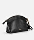 Deri görünümlü monogram tokalı clutch