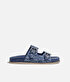 Monogram çift bantlı denim terlik