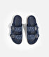 Monogram çift bantlı denim terlik